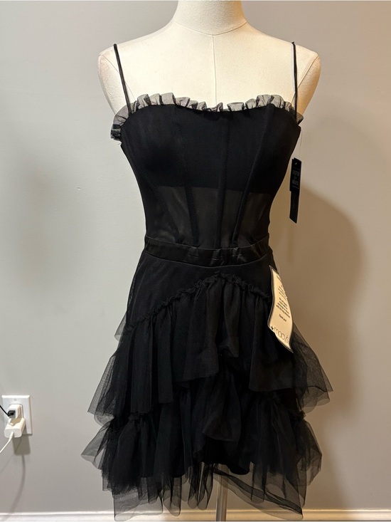 City Studio Dresses & Skirts - City Studio Black Juniors' Tiered Tulle Asymmetrical Party Dress Sz 3 Whimsigoth
